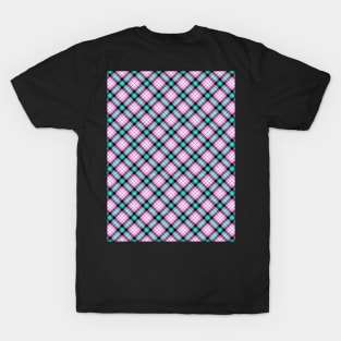 Pink and Blue Plaid Background T-Shirt